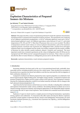 Explosion Characteristics of Propanol Isomer–Air Mixtures