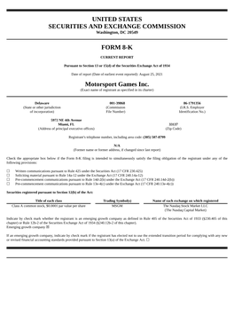 United States Securities and Exchange Commission Form