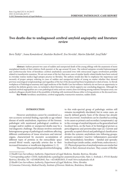 Two Deaths Due to Undiagnosed Cerebral Amyloid Angiopathy and Literature Review