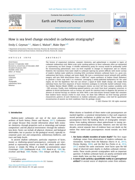 How Is Sea Level Change Encoded in Carbonate Stratigraphy? ∗ Emily C