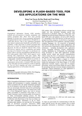 Developing a Flash-Based Tool for GIS Application On