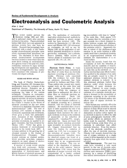 Electroanalysis and Coulometric Analysis Allen J