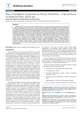 Role of Antidiabetic Compounds on Glucose