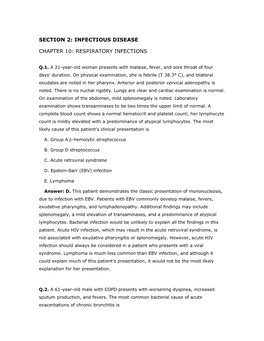 Section 2: Infectious Disease Chapter 10: Respiratory