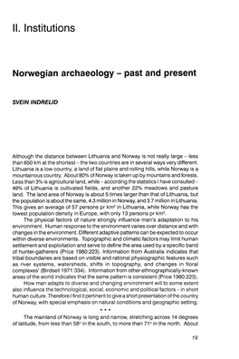 Norwegian Archaeology - Past and Present