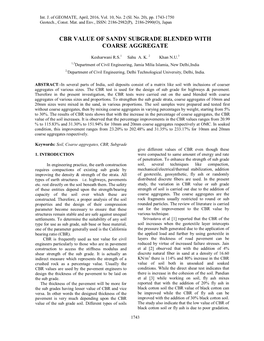 Cbr Value of Sandy Subgrade Blended with Coarse Aggregate