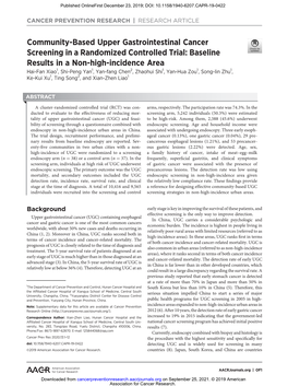 Baseline Results in a Non-High-Incidence Area