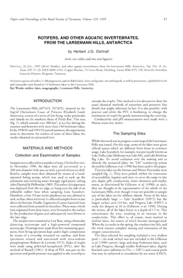 ROTIFERS, and OTHER AQUATIC INVERTEBRATES, from the Larsemann HILLS, ANTARCTICA