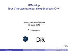 Kdevelop Tour D'horizon Et Retour D'expériences (C++)