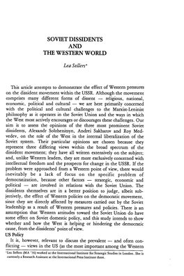Soviet Dissidents and the Western World