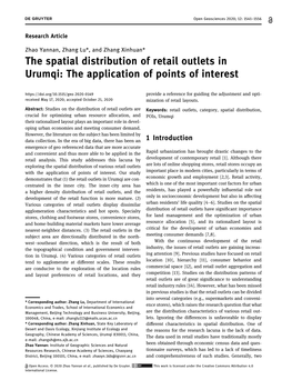 The Spatial Distribution of Retail Outlets in Urumqi: the Application of Points of Interest