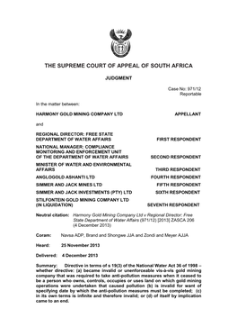 The Supreme Court of Appeal of South Africa