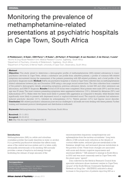 Monitoring the Prevalence of Methamphetamine-Related Presentations at Psychiatric Hospitals in Cape Town, South Africa