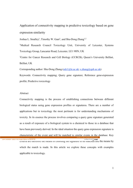 Application of Connectivity Mapping in Predictive Toxicology Based on Gene