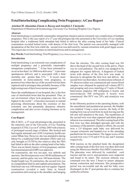 Fetal Interlocking Complicating Twin Pregnancy: a Case Report Aniekan M