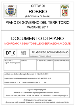 Documento Di Piano Comune Di Robbio