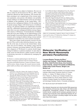 Molecular Verification of New World Mansonella Perstans Parasitemias