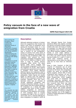 Policy Vacuum in the Face of a New Wave of Emigration from Croatia