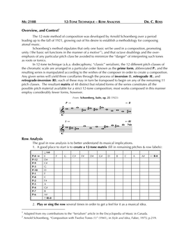 12-Tone Technique – Row Analysis Dr