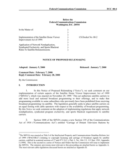 Federal Communications Commission FCC 00-4 Before the Federal