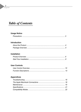 Table of Contents