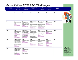 Kids Summer Quest S.T.E.A.M. Calendar – June