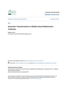 Geometric Transformations in Middle School Mathematics Textbooks