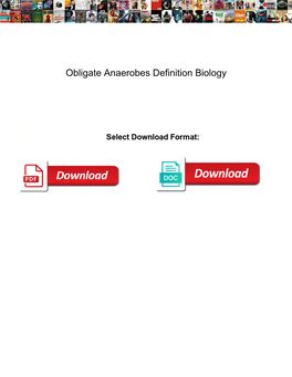 Obligate Anaerobes Definition Biology