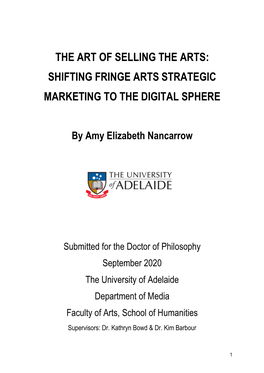 The Art of Selling the Arts: Shifting Fringe Arts Strategic Marketing to the Digital Sphere