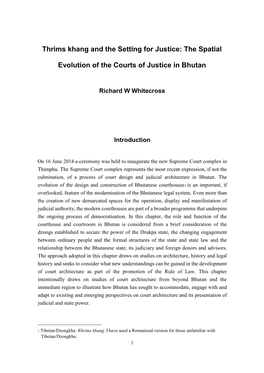 Thrims Khang and the Setting for Justice: the Spatial Evolution of the Courts of Justice in Bhutan