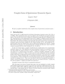 Complex Forms of Quaternionic Symmetric Spaces, but It Is Very Close