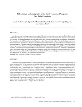 Paleontology and Stratigraphy of the Aisol Formation (Neogene), San Rafael, Mendoza