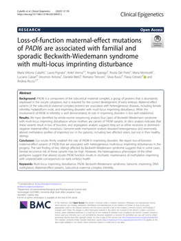 Loss-Of-Function Maternal-Effect Mutations Of