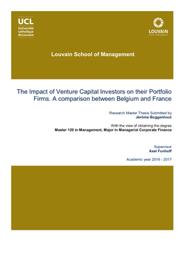 The Impact of Venture Capital Investors on Their Portfolio Firms. a Comparison Between Belgium and France