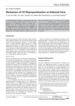 Mechanism of CO Disproportionation on Reduced Ceria Yi Liu, Cun Wen, Yun Guo,* Xiaohui Liu, Jiawen Ren, Guanzhong Lu, and Yanqin Wang*[A]