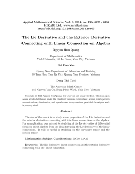 The Lie Derivative and the Exterior Derivative Connecting with Linear Connection on Algebra