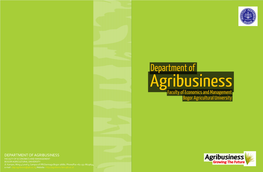 Department of Agribusiness Faculty of Economics and Management Bogor Agricultural University