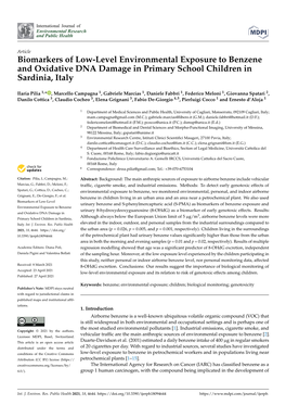 Biomarkers of Low-Level Environmental Exposure to Benzene and Oxidative DNA Damage in Primary School Children in Sardinia, Italy