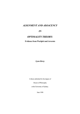 Alignment and Adjacency in Optimality Theory