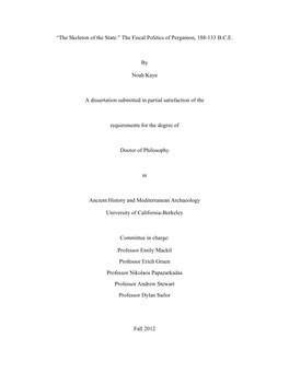 The Fiscal Politics of Pergamon, 188-133 B.C.E