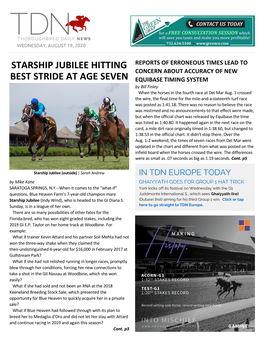 Starship Jubilee Hitting Best Stride at Age Seven