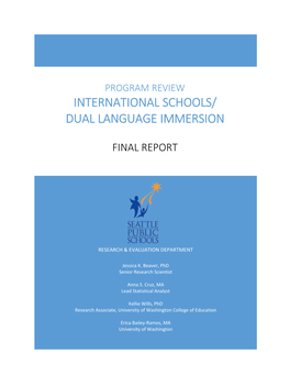 Program Review: International Schools/Dual Language Immersion