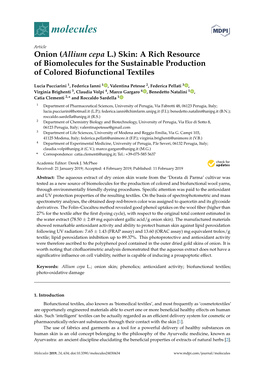 Onion (Allium Cepa L.) Skin: a Rich Resource of Biomolecules for the Sustainable Production of Colored Biofunctional Textiles