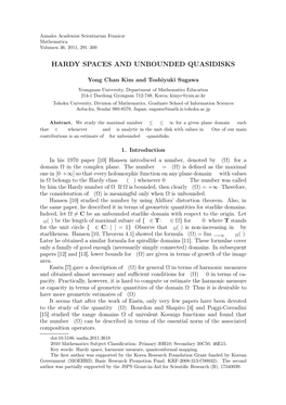 Hardy Spaces and Unbounded Quasidisks