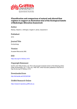 Ecological Limits of Hydrologic Alteration Framework