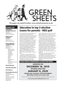 Education in Top 3 Election Issues for Parents