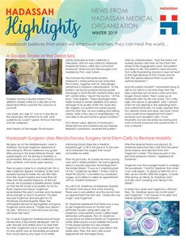 Hadassah News from Hadassah Medical Organization Winter 2019