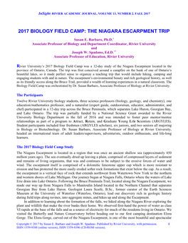 2017 Biology Field Camp: the Niagara Escarpment Trip