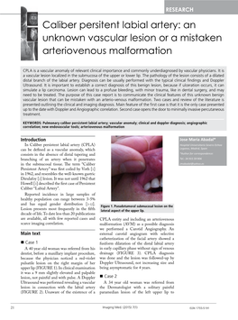 Caliber Persitent Labial Artery: an Unknown Vascular Lesion Or a Mistaken Arteriovenous Malformation