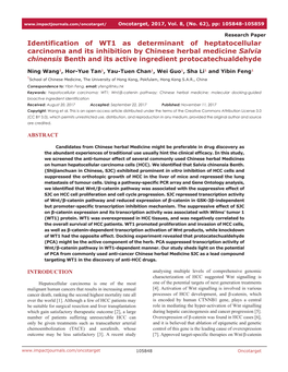 Identification of WT1 As Determinant of Heptatocellular Carcinoma and Its